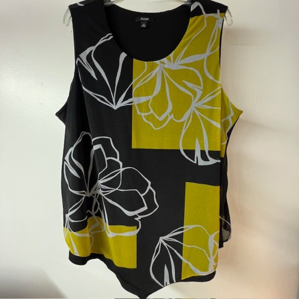 Alfani Womens Sleeveless Layered Tunic, Asymmetrical hemline, Size 2X